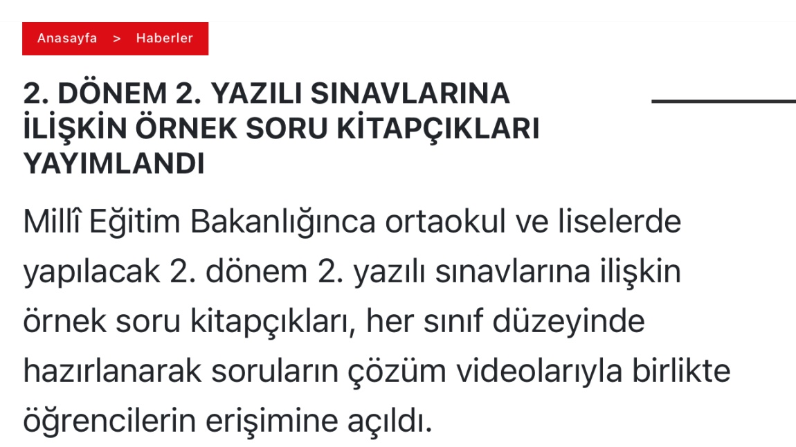  2. DÖNEM 2. YAZILI SINAVLARINA İLİŞKİN ÖRNEK SORU KİTAPÇIKLARI YAYIMLANDI